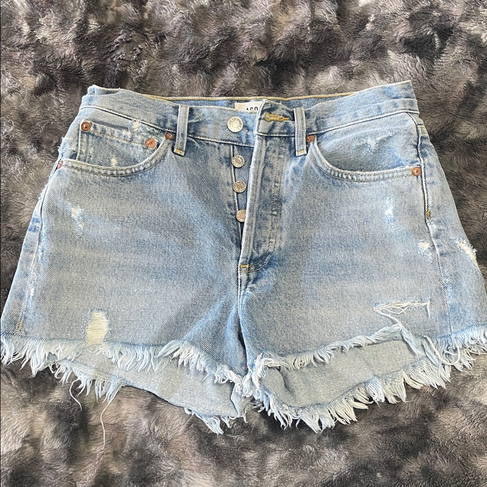 Agolde Light Blue Denim Shorts